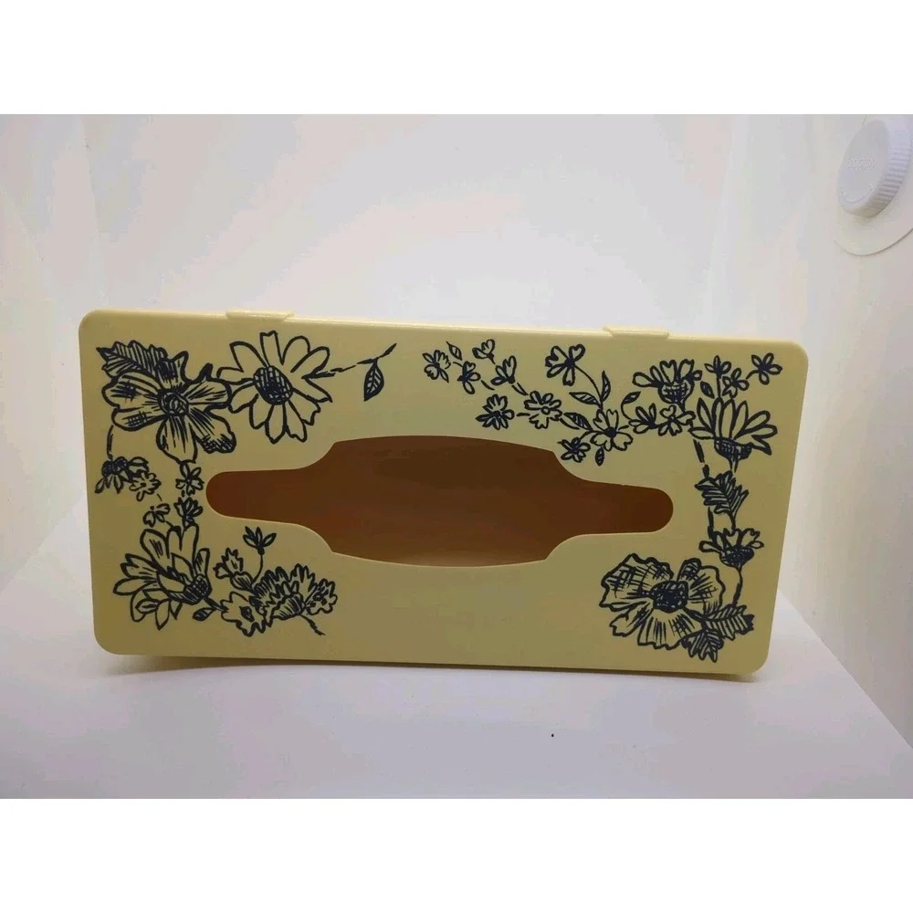 Vintage Hygiene 1960s? Blue Floral Tissue Box